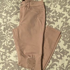 Pink Distressed Jeggings